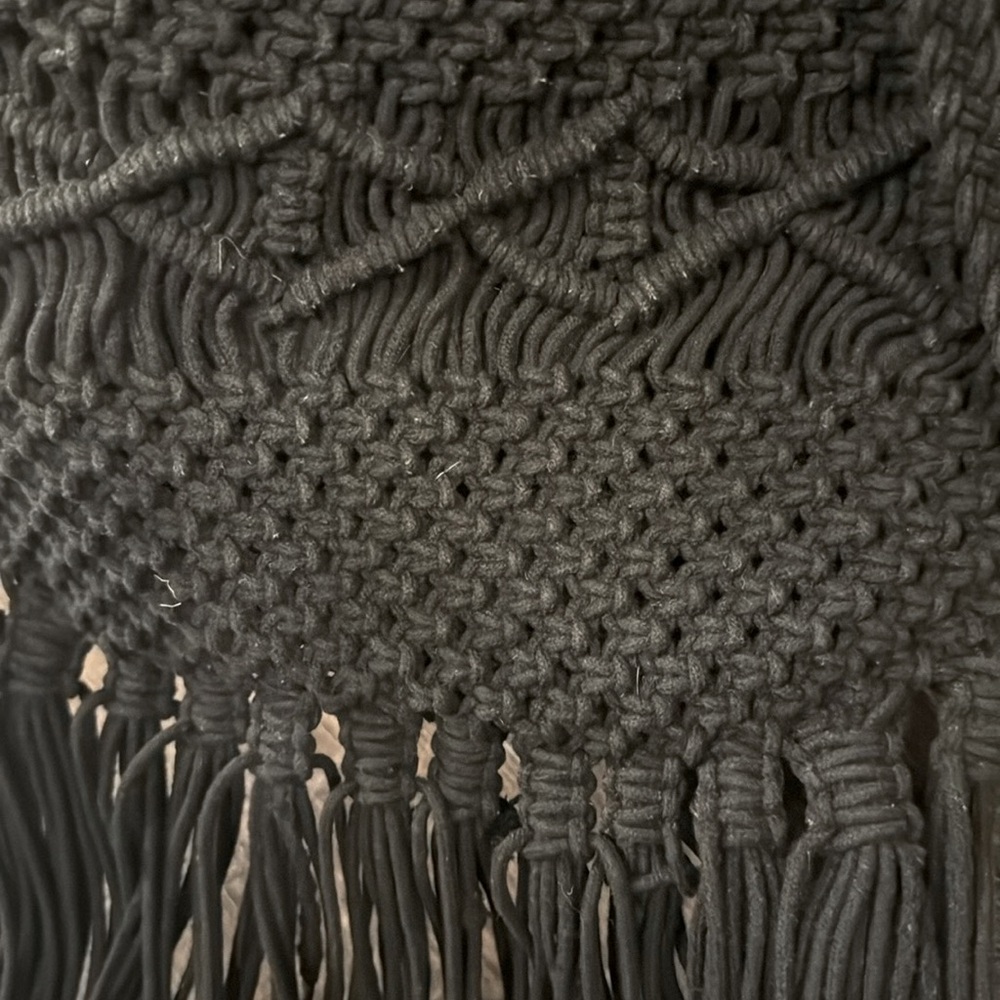 Danielle Nicole Black Macram Purse Wooden Handles… - image 2